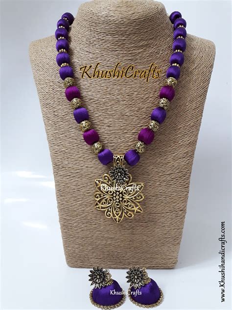 buy silk thread jewelry  shades  purple  khushi handicrafts