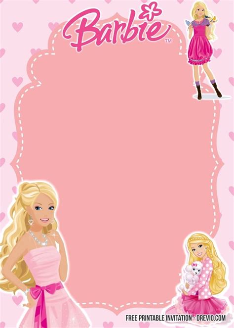 free printable barbie birthday invitation templates