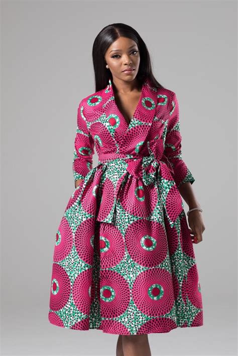 African Print Wrap Fit And Flare Midi Dress Ruth S Fashion