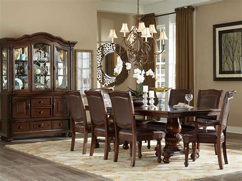 piece traditional brown dining room rectangular table