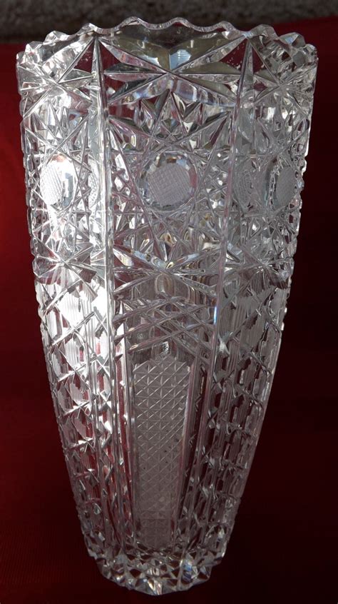 Vintage American Brilliant Cut Crystal Vase By Goldenbeeantiques