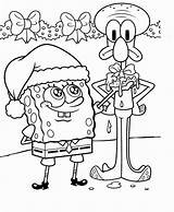 Coloring Christmas Printable Spongebob Pages Disimpan Dari Info sketch template
