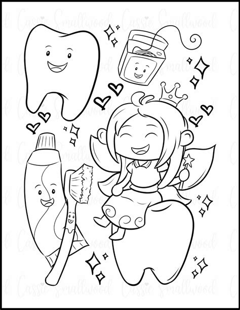 cute tooth fairy coloring page cassie smallwood