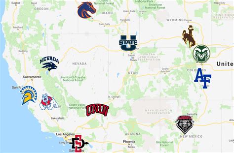 mountain west map conference teams logos sport league maps