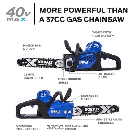 Kobalt 40 Volt 14 In Brushless Cordless Electric Chainsaw 4 Ah Battery