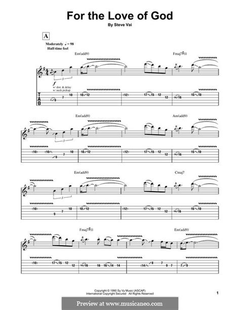 for the love of god by s vai sheet music on musicaneo