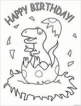 Coloring Birthday Happy Pages Dinosaur Printable Kids Dinosaurs Sheets Party Print Rex Sheet Education Card Cards Colouring Color Book Fun sketch template