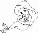 Coloring Princess Ariel Pages Disney Baby Library Clipart Cute sketch template