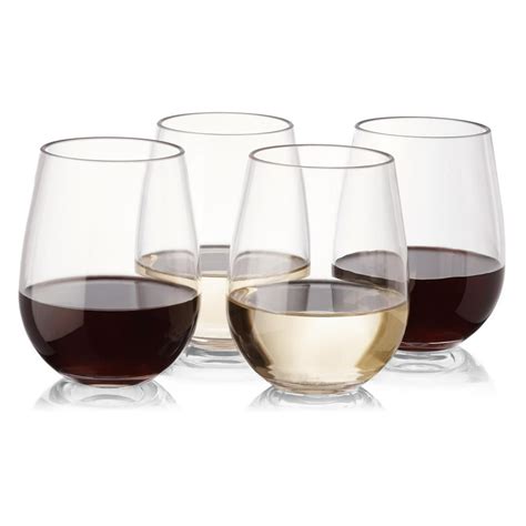 Plastic Outdoor Wine Glasses Set Of 8 Stemless Unbreakable
