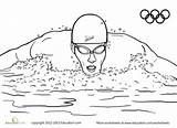 Swimmer Natation Coloriage Worksheet Olympiques Olympics sketch template