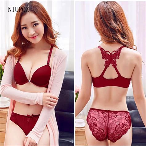 2 piece lingerie lace bows sexy lace bras red gather pantie and bras