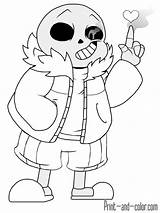Undertale Sans Coloring Pages Color Print Printable Printables Colouring Sheets Draw Kids sketch template