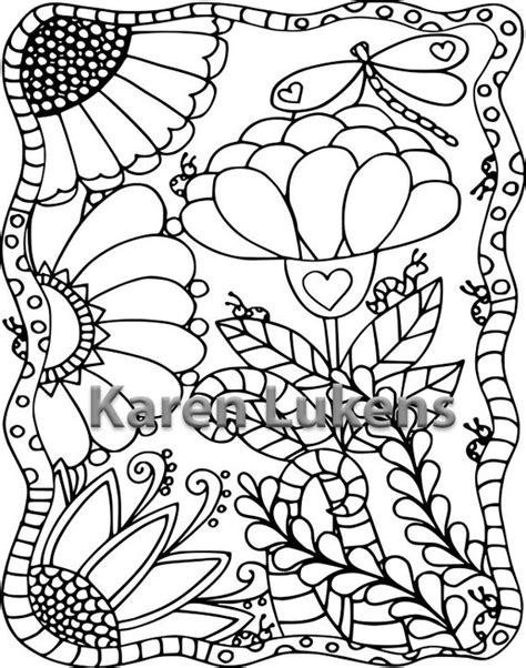 flower garden   adult coloring book page printable etsy