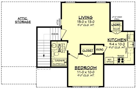plan hz  bedroom guest house plan  dedicated storage bay farmhouse style house