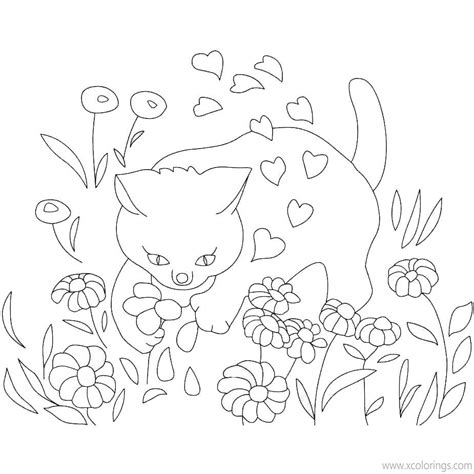 valentines day cat coloring pages xcoloringscom