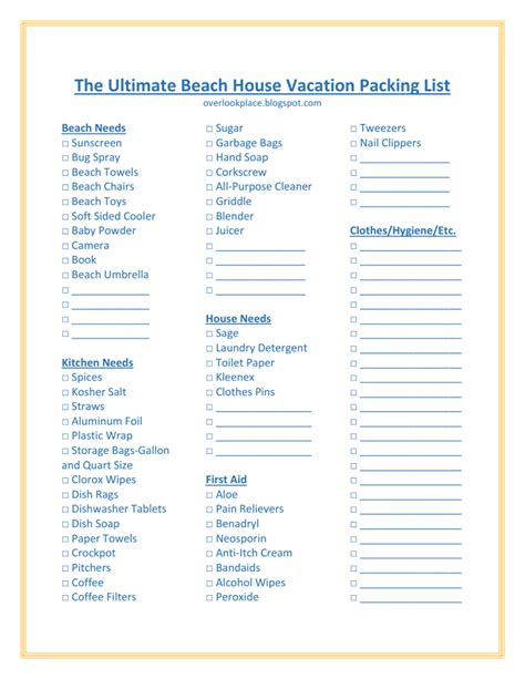 ultimate beach house vacation packing list outerbanks