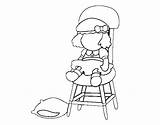 Doll Seated Coloring Coloringcrew sketch template