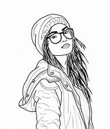 Hipster Coloring Girl Pages Drawing Tumblr Braids Color Outlines Sketch Getdrawings Getcolorings Pag Printable sketch template