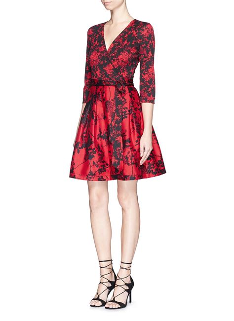 lyst diane von furstenberg jewel floral print wool silk wrap dress in red