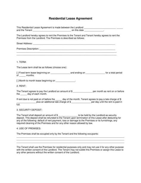 tenant lease agreement templates