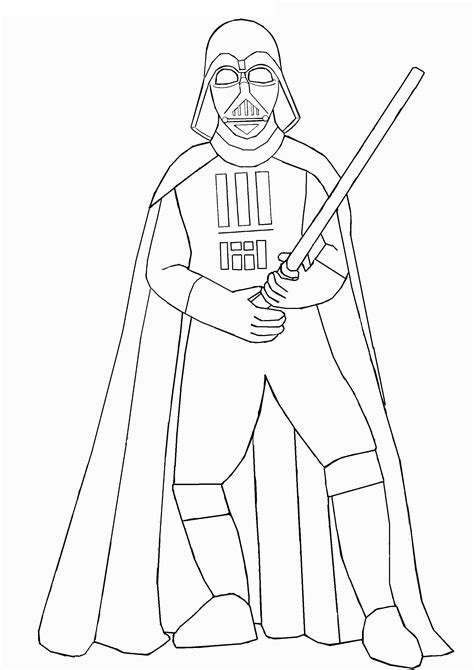 darth vader holding lightsaber coloring page  printable coloring