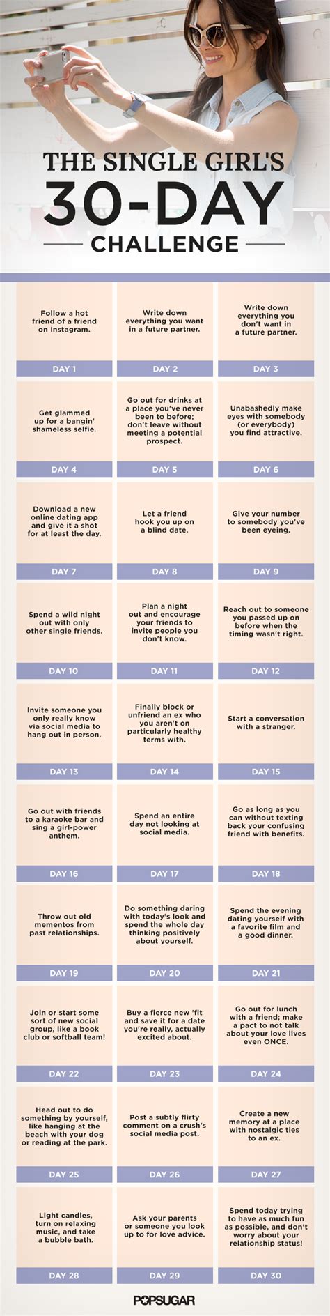 30 day challenge for single women popsugar love and sex