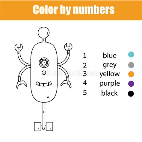 coloring page  robot character color  numbers educational