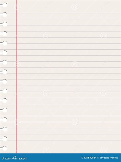 blank notebook page sheet lined vector empty notebook page stock