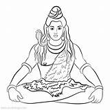 Shiva Maha Shivratri Betrag Gott Abgehobenen Corel Hinduistischer Xcolorings Trishula Ganesha Lineart Meditation Penelusuran sketch template
