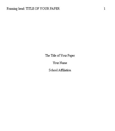 title page college  format paper  style format  research