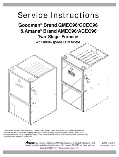 goodman gmec service instructions manual   manualslib