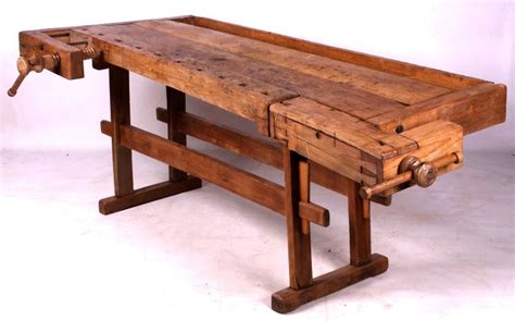 antique wooden carpenters workbench
