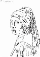 Coloring Vermeer Pearl Earring Pages Johannes Famous Supercoloring Paintings Colouring Earrings Van Sheets Rembrandt Rijn Printable Color Painting Mädchen Mit sketch template