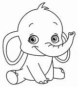 Coloring Pages Elephant Printable Baby Toddlers Colouring Cute Childrens Kids Kindergarten Print Face Color Tag Getcolorings Getdrawings Source sketch template