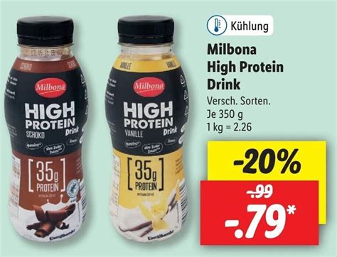 milbona high protein drink  angebot bei lidl