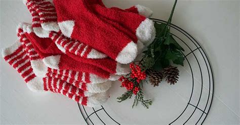 diy christmas sock wreath  dollar tree blog