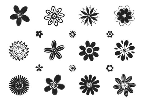 pacchetto  fiori stilizzati  bianco  nero  arte vettoriale
