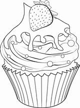 Coloring Cupcake Cupcakes Adult Pages Adults Kids Food sketch template
