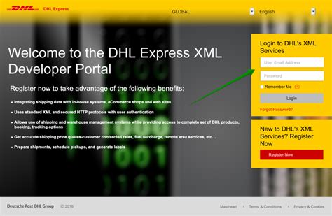 dhl express   create  account