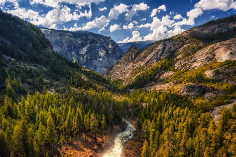 usa mountains scenery california clouds trees tuolumne meadows nature wallpapers hd