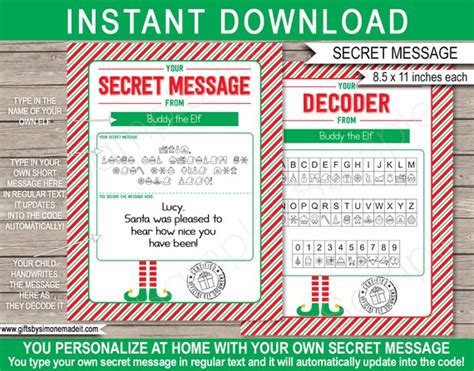 elf secret message printable template santa elf behavior report card