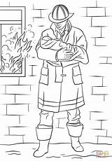 Coloring Firefighter Baby Fire Pages Saves Drawing sketch template