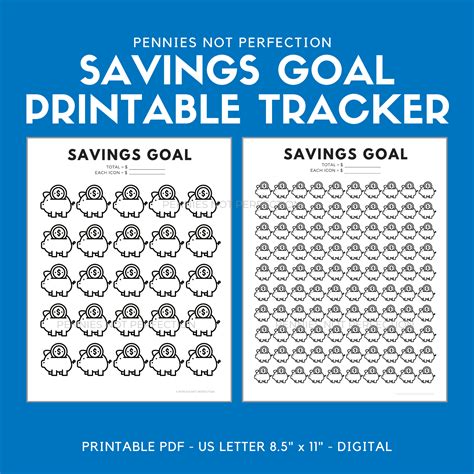 savings goal tracker piggy bank savings tracker printable pennies