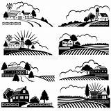 Scenery Natuurvoeding Uitstekende Tekens Uitstekend Landelijke Gebied Landschappen Illustratie sketch template