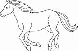 Horse Clip Coloring Galloping Line Running Sweetclipart sketch template