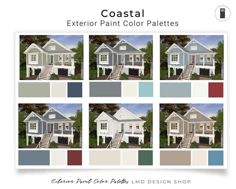 coastal exterior paint color palettes exterior paint schemes etsy uk