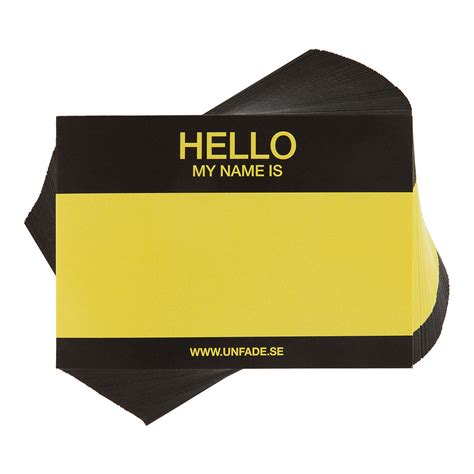 Hello My Name Is Stickers Black And Yellow 100 Pcs