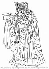 Krishna Radha Krishan Pencil Drawingtutorials101 Shri Hinduism Hindu Religion Madhubani Shiva sketch template