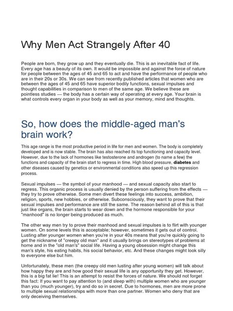 why men act strangely after 40 so how does the middle aged man s
