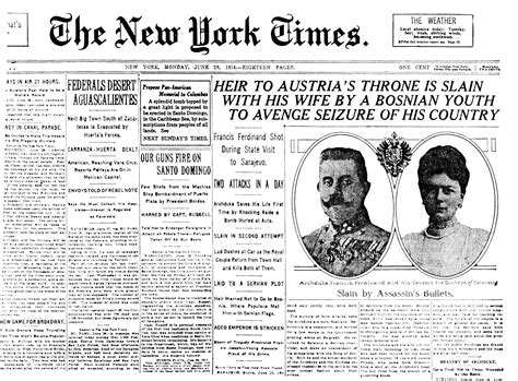 File Headline Of The New York Times June 29 1914 